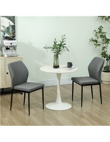 HOMCOM Velvet Dining Chairs Set of 2, Modern Upholstered Kitchen Chairs with Metal Legs, Curved Back and Padded Seat, Armless Si