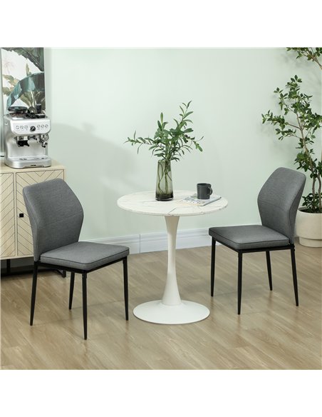 HOMCOM Velvet Dining Chairs Set of 2, Modern Upholstered Kitchen Chairs with Metal Legs, Curved Back and Padded Seat, Armless Si - pic 151955 | FastDaddyshop