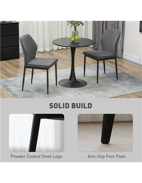 HOMCOM Velvet Dining Chairs Set of 2, Modern Upholstered Kitchen Chairs with Metal Legs, Curved Back and Padded Seat, Armless Si - pic 151959 | FastDaddyshop