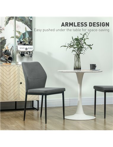HOMCOM Velvet Dining Chairs Set of 2, Modern Upholstered Kitchen Chairs with Metal Legs, Curved Back and Padded Seat, Armless Si