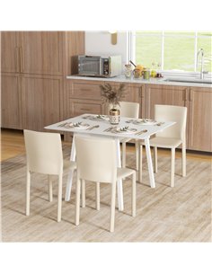 HOMCOM Solid Wood Folding Dining Table, Drop Leaf Table for 2-4 People, Rectangle Kitchen Table for Small Space, White 2