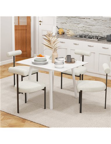 HOMCOM Solid Wood Folding Dining Table, Drop Leaf Table for 2-4 People, Rectangle Kitchen Table for Small Space, White