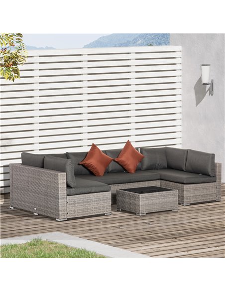 Outsunny 6-Seater Half-Square Rattan Sofa Set, Mixed Grey - pic 15197 | FastDaddyshop