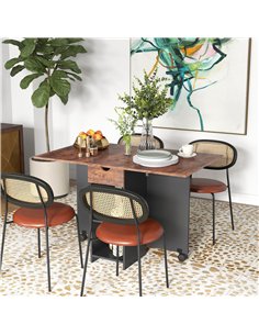 HOMCOM Folding Dining Table, Drop Leaf Table for Small Spaces, Foldable Table with Drawer and Storage Shelves for Kitchen, Dinin 2