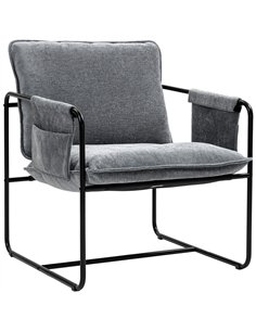 HOMCOM Minimal Padded Accent Chair, with Pockets - Grey