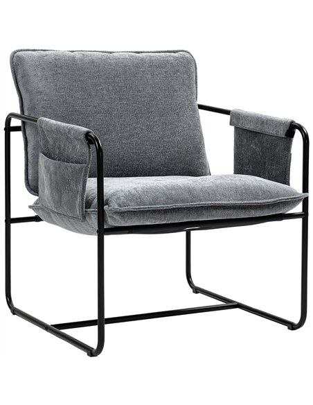 HOMCOM Minimal Padded Accent Chair, with Pockets - Grey - pic 151981 | FastDaddyshop
