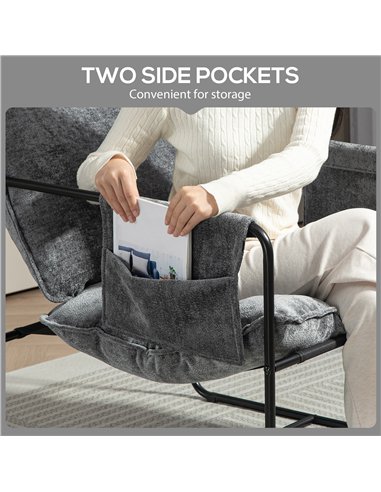 HOMCOM Minimal Padded Accent Chair, with Pockets - Grey
