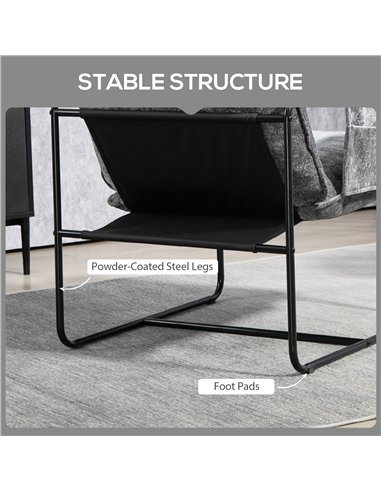 HOMCOM Minimal Padded Accent Chair, with Pockets - Grey