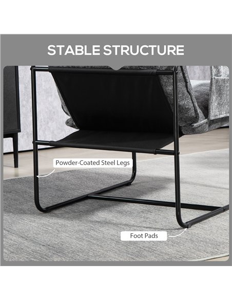 HOMCOM Minimal Padded Accent Chair, with Pockets - Grey - pic 151986 | FastDaddyshop