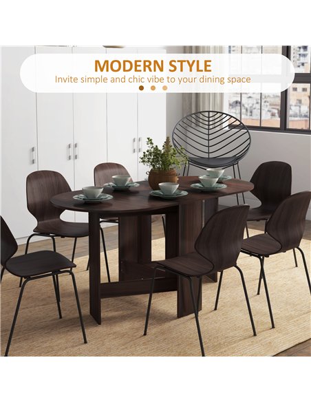 HOMCOM Folding Dining Table, Drop Leaf Table for Small Spaces, Oval Tabletop for Dining Room, Chocolate Wood Effect - pic 151994 | FastDaddyshop