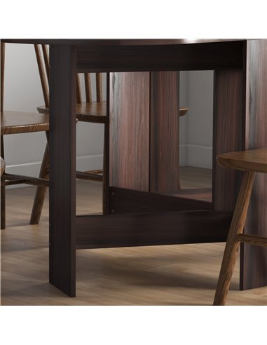 HOMCOM Folding Dining Table, Drop Leaf Table for Small Spaces, Oval Tabletop for Dining Room, Chocolate Wood Effect