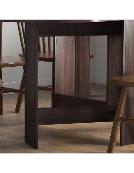 HOMCOM Folding Dining Table, Drop Leaf Table for Small Spaces, Oval Tabletop for Dining Room, Chocolate Wood Effect - pic 151997 | FastDaddyshop