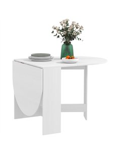HOMCOM Folding Dining Table, Drop Leaf Table for Small Spaces, Oval Tabletop for Dining Room, Ash Wood-Effect