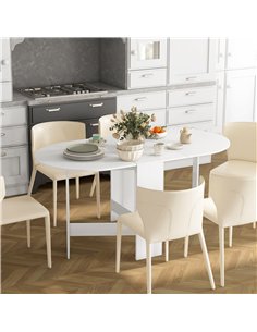 HOMCOM Folding Dining Table, Drop Leaf Table for Small Spaces, Oval Tabletop for Dining Room, Ash Wood-Effect 2