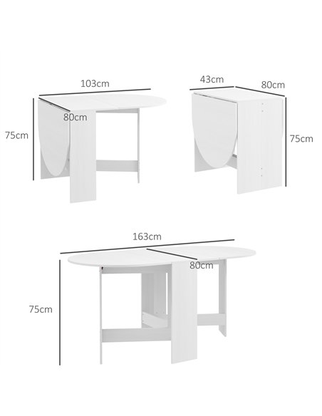 HOMCOM Folding Dining Table, Drop Leaf Table for Small Spaces, Oval Tabletop for Dining Room, Ash Wood-Effect - pic 152001 | FastDaddyshop