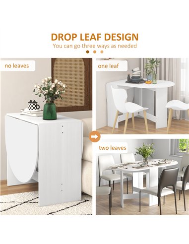 HOMCOM Folding Dining Table, Drop Leaf Table for Small Spaces, Oval Tabletop for Dining Room, Ash Wood-Effect