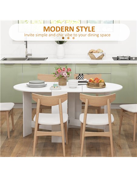HOMCOM Folding Dining Table, Drop Leaf Table for Small Spaces, Oval Tabletop for Dining Room, Ash Wood-Effect - pic 152003 | FastDaddyshop