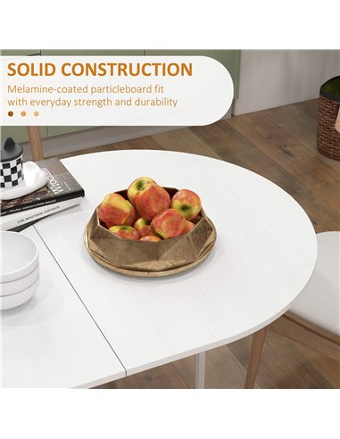 HOMCOM Folding Dining Table, Drop Leaf Table for Small Spaces, Oval Tabletop for Dining Room, Ash Wood-Effect