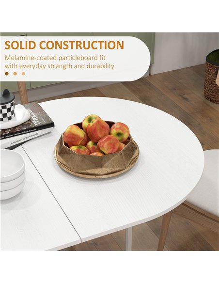 HOMCOM Folding Dining Table, Drop Leaf Table for Small Spaces, Oval Tabletop for Dining Room, Ash Wood-Effect - pic 152004 | FastDaddyshop