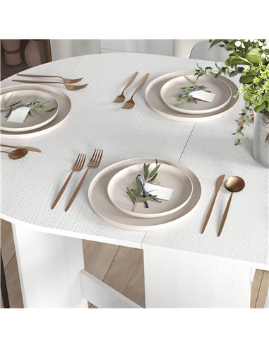 HOMCOM Folding Dining Table, Drop Leaf Table for Small Spaces, Oval Tabletop for Dining Room, Ash Wood-Effect