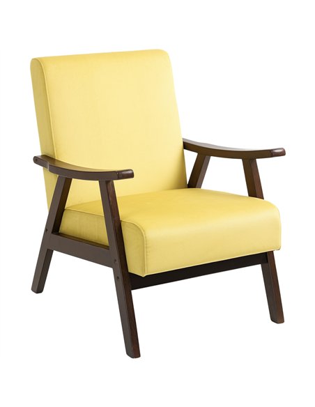 HOMCOM Nordic Accent Chair, Upholstered Velvet Armchair with Solid Wood Frame and Soft Thick Padded for Living Room, Bedroom, Ch - pic 152035 | FastDaddyshop