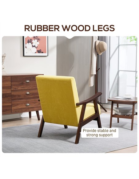 HOMCOM Nordic Accent Chair, Upholstered Velvet Armchair with Solid Wood Frame and Soft Thick Padded for Living Room, Bedroom, Ch - pic 152039 | FastDaddyshop