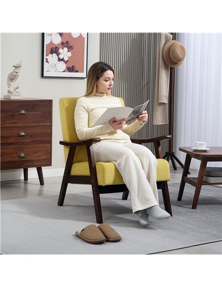 HOMCOM Nordic Accent Chair, Upholstered Velvet Armchair with Solid Wood Frame and Soft Thick Padded for Living Room, Bedroom, Ch - pic 152040 | FastDaddyshop
