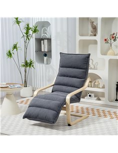 HOMCOM Curved Wooden Accent Chair, with Adjustable Footrest - Drak Grey 2
