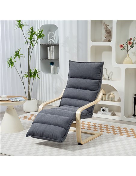HOMCOM Curved Wooden Accent Chair, with Adjustable Footrest - Drak Grey - pic 152045 | FastDaddyshop