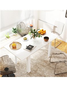 HOMCOM Extendable Dining Table, 120-160 x 70cm Rectangular Kitchen Table for Small Spaces, Seats 4-6 People, High Gloss White 2