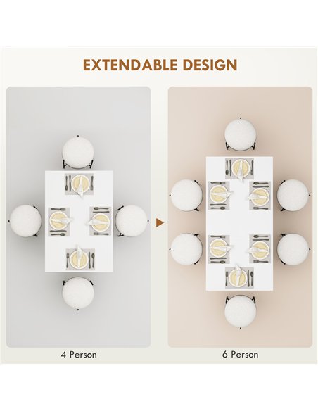 HOMCOM Extendable Dining Table, 120-160 x 70cm Rectangular Kitchen Table for Small Spaces, Seats 4-6 People, High Gloss White - pic 152056 | FastDaddyshop
