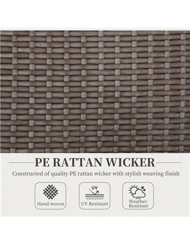 Outsunny Outdoor Folding Rattan Chair with Armrests, High Backrest, for Garden, Camping, Balcony, Porch - Brown