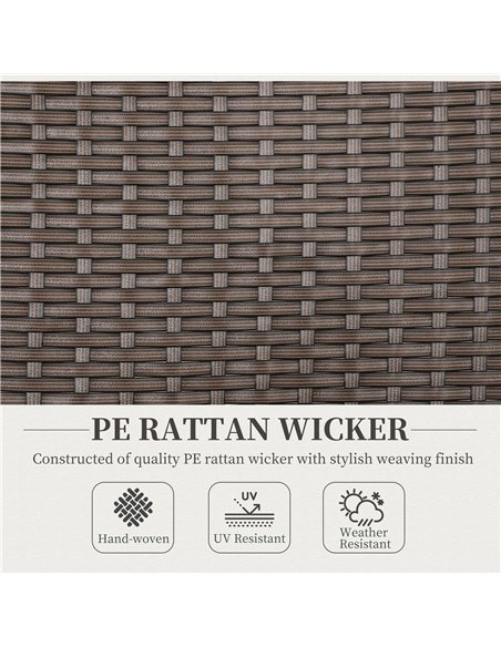 Outsunny Outdoor Folding Rattan Chair with Armrests, High Backrest, for Garden, Camping, Balcony, Porch - Brown - pic 152066 | FastDaddyshop