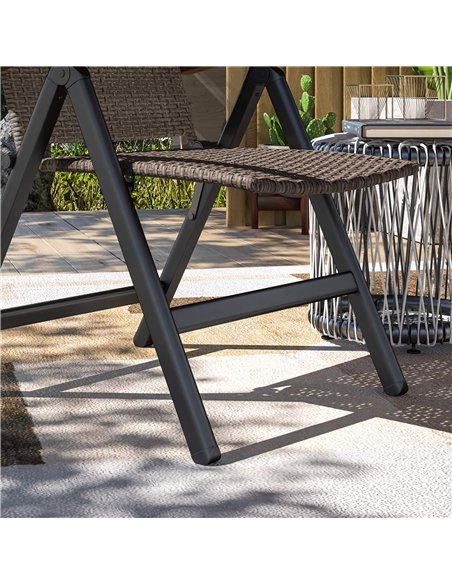 Outsunny Outdoor Folding Rattan Chair with Armrests, High Backrest, for Garden, Camping, Balcony, Porch - Brown - pic 152070 | FastDaddyshop