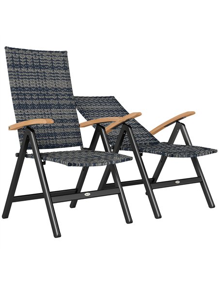 Outsunny 2 Pieces Outdoor Foldable Dining Chair with Armrests, High Backrest, for Garden, Camping, Balcony, Mixed-grey - pic 152098 | FastDaddyshop