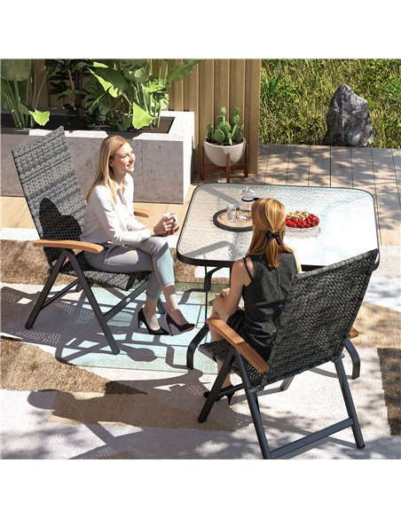 Outsunny 2 Pieces Outdoor Foldable Dining Chair with Armrests, High Backrest, for Garden, Camping, Balcony, Mixed-grey - pic 152104 | FastDaddyshop