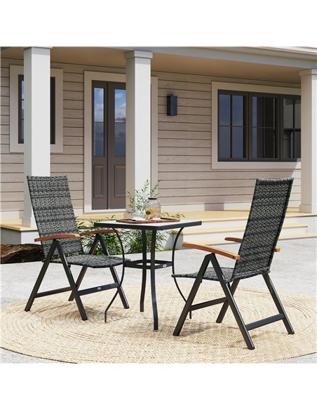 Outsunny 2 Pieces Outdoor Foldable Dining Chair with Armrests, High Backrest, for Garden, Camping, Balcony, Mixed-grey - pic 152105 | FastDaddyshop