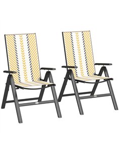 Outsunny Set of Two Rattan Reclining Garden Chairs - Multicolour