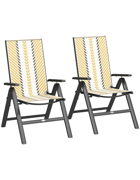 Outsunny Set of Two Rattan Reclining Garden Chairs - Multicolour - pic 152116 | FastDaddyshop