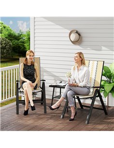 Outsunny Set of Two Rattan Reclining Garden Chairs - Multicolour 2