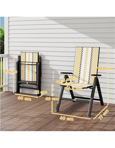 Outsunny Set of Two Rattan Reclining Garden Chairs - Multicolour
