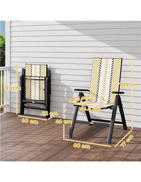Outsunny Set of Two Rattan Reclining Garden Chairs - Multicolour - pic 152118 | FastDaddyshop