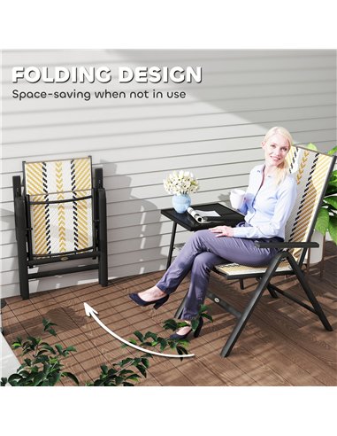 Outsunny Set of Two Rattan Reclining Garden Chairs - Multicolour