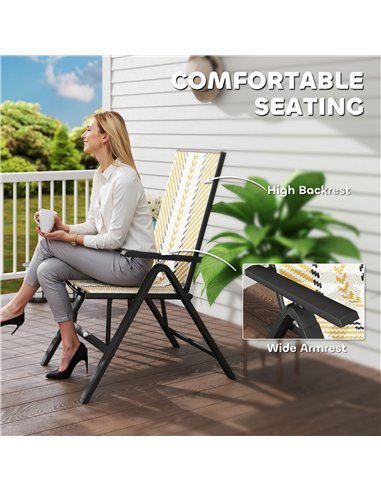 Outsunny Set of Two Rattan Reclining Garden Chairs - Multicolour