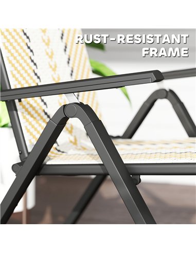 Outsunny Set of Two Rattan Reclining Garden Chairs - Multicolour