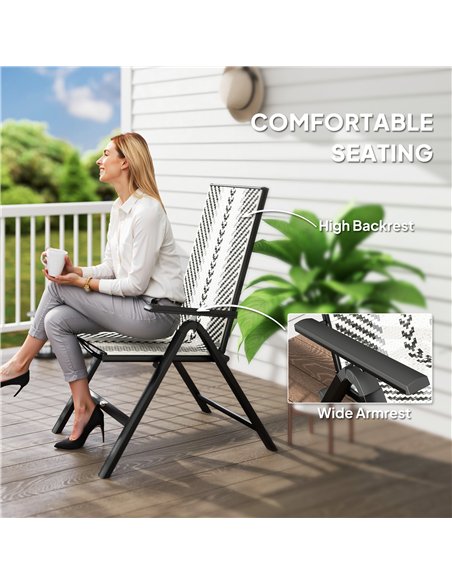 Outsunny Rattan Reclining Garden Chairs - Grey - pic 152131 | FastDaddyshop