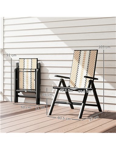 Outsunny Rattan Reclining Garden Chairs - Orange