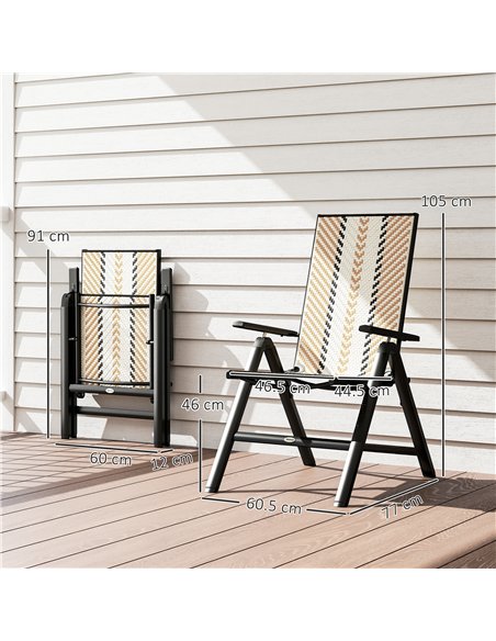Outsunny Rattan Reclining Garden Chairs - Orange - pic 152136 | FastDaddyshop