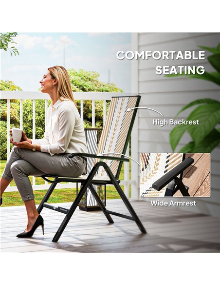 Outsunny Rattan Reclining Garden Chairs - Orange - pic 152140 | FastDaddyshop