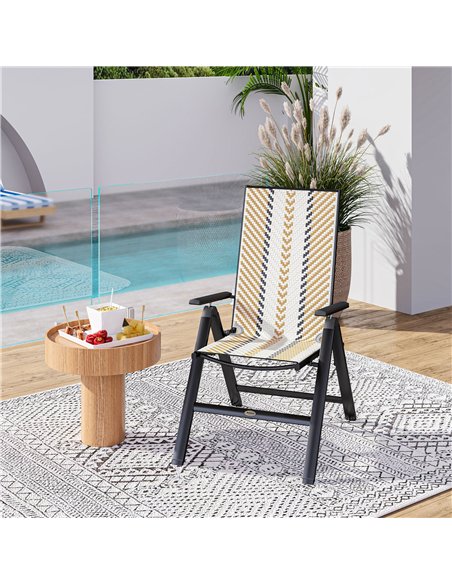 Outsunny Rattan Reclining Garden Chairs - Orange - pic 152142 | FastDaddyshop